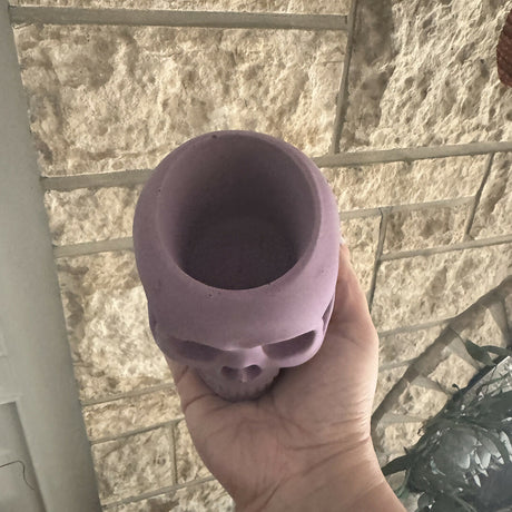 inside view of a skull decorative candle holder showing the depth of the piece