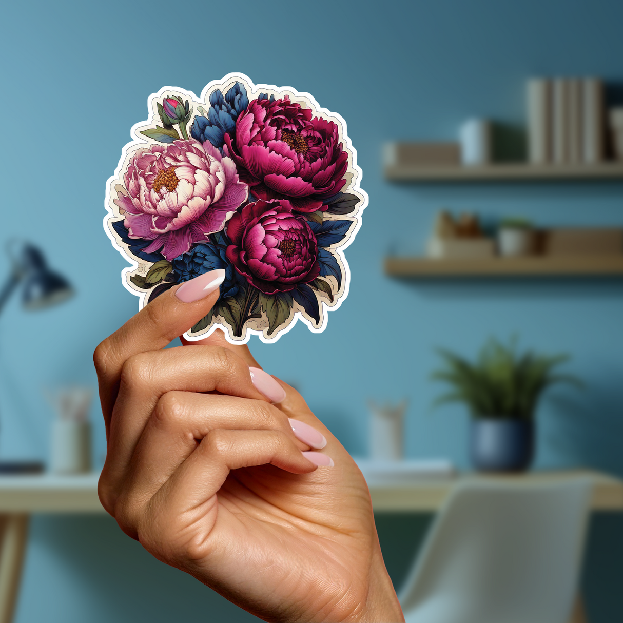 Vintage Peonies Sticker (Purples)